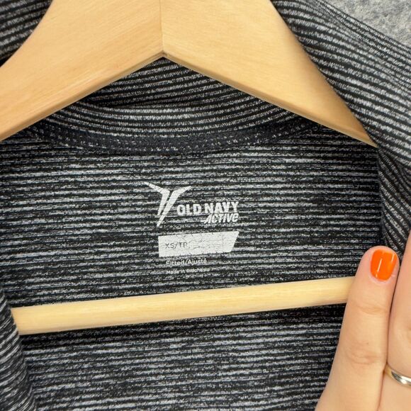 Old Navy Activewear Track Jacket Women XS Gray Striped Full Zip Long Sleeve - Picture 3 of 7